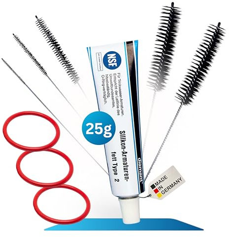 fancility® Zubehör Ersatzteile & Reinigungs-Set für Philips Kaffeevollautomaten 25g Silikonfett, 3 O-Ring Dichtungen für Brühgruppe Brüheinheit uvm. Saeco Latte go Spidem Gaggia etc. + 5 Bürsten