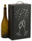 ONLY BOXES Lot de 4 boîtes élégantes pour 2 bouteilles de vin Cava avec poignée, carton recyclé, impression verres argentés