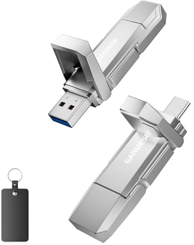 GARMESE 128 GB USB C-flashenhet upp till 450 MB/s USB 3.2 Solid State-tumenhet 2-i-1 dubbel flashenhet, datalagring, minnessticka kompatibel med smartphone surfplatta datorspelkonsol