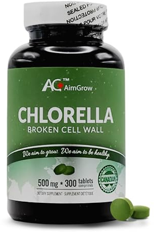 Aimgrow Chlorella Tablets with Broken Cell Wall, Canada, 500mg 300 Counts