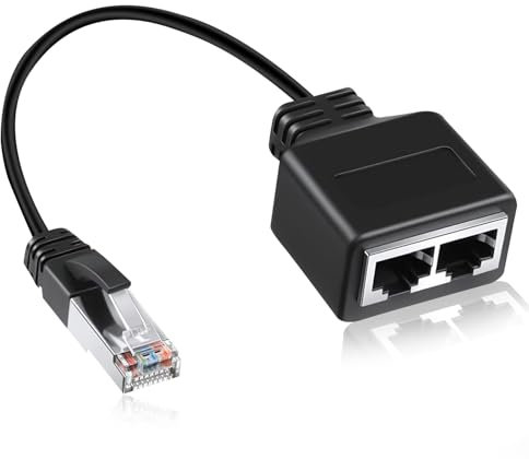 RJ45 Ethernet Splitter, 1 Male to 2 Female LAN Ethernet Cable Splitter Adapter, High-Speed Connector for Cat5, Cat5e, Cat6, Cat7 - Home and Office Use