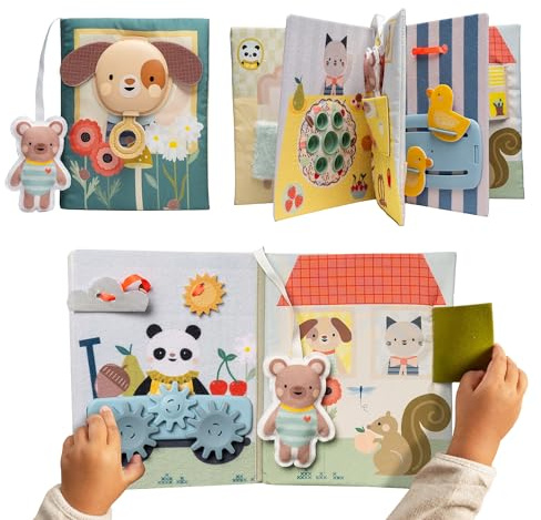 Taf Toys My Home Busy Book. Montessori-Inspired Fabric Quiet Book for Toddlers, Interactive Sensory Busy Board Book, Fine Motor Skills & Travel Toy for 18 Months+