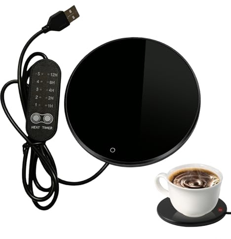 Calentador de tazas de café para escritorio, placa calentadora de tazas USB con 3 ajustes de temperatura de 40 a 60 °C, posavasos portátil con apagado automático de 8 horas, para té, café, leche