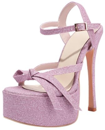 Genérico Zapatos De Tacón De Noche con Brillo Y Punta Abierta para Mujer