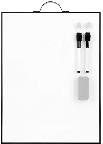 TSJ OFFICE Small White Board - 16 X 12 Portable Black Aluminum Framed Whiteboard, Magnetic Dry Erase Board with a Handle, to Do List Notepad for Office, Home, School