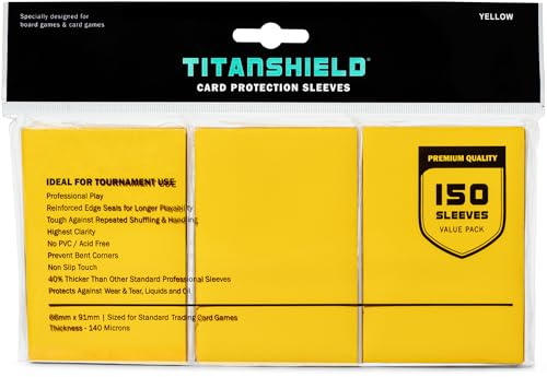 TitanShield (150 Sleeves/Yellow Standard Size Board Game Trading Card Sleeves Deck Protector for MTG, Dropmix