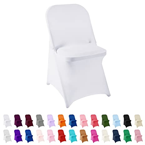 AlGaiety Spandex Chair Cover,25PCS,Living Room Folding Chair Covers,Removable Chair Covers Washable Protector Stretch Chair Cover for Party, Banquet,Wedding Event,Hotel(White)