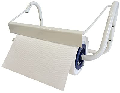 Tecnokit Porte-Rouleau Papier Mural,avec Rouleau de Papier Gratuit, pour bobines de 29 cm, Blanc, Porte-Rouleau Industriel,pièce pour Utilisation et Montage Compris (Blanc)
