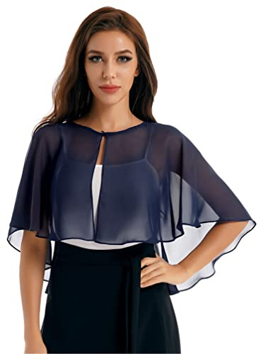 YiZYiF Dam chiffong bolero festlig elegant poncho cardigan sjal tunn öppen front jacka sommar axelväska för klänning aftonklänning