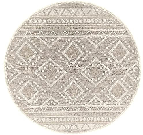 the carpet Calgary - robuster Outdoor Teppich, modern, Wetterfest & UV-beständig, für Balkon, Terrasse und Wintergarten, flach, auch für Küche oder Esszimmer, Beige, 160 cm Rund