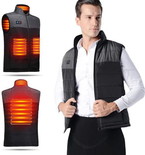 Wigoshopping.com Gilet Chauffant électrique Homme Femmes 4 zones réchauffeurs Chargement USB ultraléger Contre Froid pour Ski moto Pêche Camping Taille S (Batterie Non Incluse)