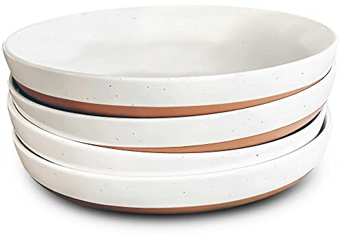 Mora - Set di ciotole piatte per pasta in ceramica, 113,4 - 992,2 g, adatte al microonde, con bordo alto, moderne stoviglie in porcellana per cucina e mangiare, grandi scodelle/piatti larghi per