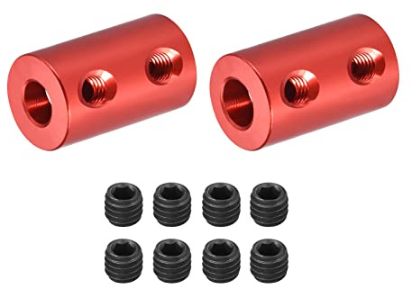 DMiotech 2pz 5-6mm Foro L20XD12 Rigido Giunto Albero Giunto Giunto Connettore con Viti Alluminio Lega Motore Albero Connettore per Stampante 3D Rosso