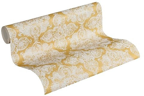 A.S. Création Trendwall 370901 37090-1 Papier peint intissé avec ornements baroques Blanc métallisé 10,05 x 0,53 m