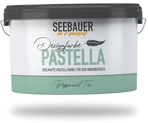 SEEBAUER diy Pastellfarbe PASTELLA Grün 2,5L (Peppermint Tea) Edelmatte Wandfarbe Grün - Innenfarbe sehr hohe Deckkraft - Matt, Abwaschbar und Tropffrei