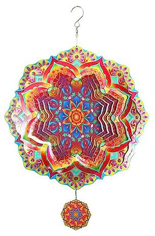 KJKVIVH 1 PCS Mandala Wind Spinner Luxury Art Garden Hanging Outdoor Decoration Stainless Steel