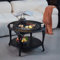Holzbefeuerte tragbare Feuerstelle, Grillstelle für die Terrasse mit Mesh-Funkenschutz, Holzfeuerhaken, abnehmbare Tischbeine, unteres Ablagefach, für Hinterhof, Terrasse, Pavillon,B
