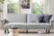 Yaheetech 201cm Convertible Sofa Bed Click-clack Fabric Futon Couch Stylish Versatile Daybed with Large Side Pockets for Guest Rooms/Studios/Study/Offices Light Gray