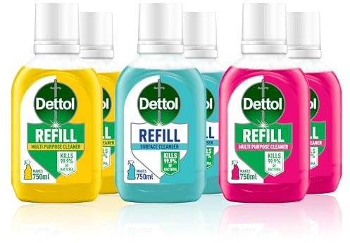 Dettol - Surface Cleanser Spray Refill 2 of Each, Pomegranate, Citrus and Original 50ml - Pack of 6