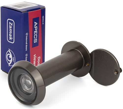 APECS Spioncino per porta, con frangivista per porta, 50-90 mm, diametro foro 16 mm, colore grafite, modello 6016/50-90-GRF