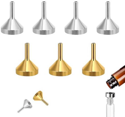 CALLYSONIC Set di 7 mini imbuti in metallo, piccolo imbuto, mini imbuto, piccolo imbuto, imbuto per il riempimento e il riempimento di liquidi, profumi, olio essenziale