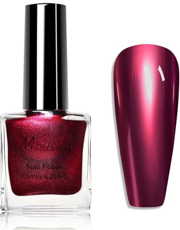 Metallic Rose Pink Chrome Nail Polish Mirror Effect Holographic with Air-Quik Dry Formula Shine Lustrous Lacquer Art Gift for Women