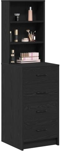 vidaXL Highboard Black oak 40 x 41 x 135 cm Engineered wood, Contemporary Dining Room Cabinet, Rectangular Highboard, Ample Storage Solution, Durable Indoor Sideboard, Matte Finish