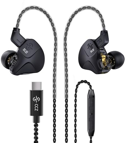 CCZ DC03 USB C Wired Headphones with Mic, Type C Earphones Wired Earbuds for iPhone 16/15 Pro Max Plus, Bass Stereo Noise Canceling IEMs for Gaming, in Ear Monitor Headphones for Musician Singers Call