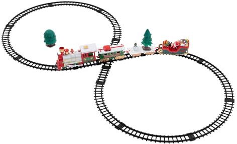 ECD Germany Weihnachtszug Set 22 Teile Batteriebetrieben mit Lokomotive, 3 Waggons, Schienen, Licht, Sound, Eisenbahn für Weihnachtsbaum, Weihnachtsbahngleise unter dem Baum, Spielzeug Kinder Geschenk