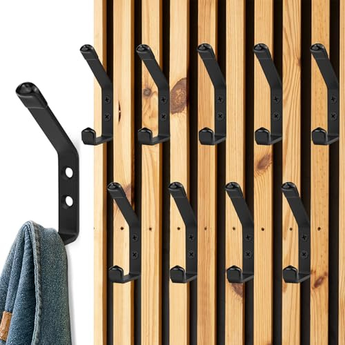 JINTANG Pack of 10 hooks for acoustic panels, coat hooks, acoustic panels, black, wall hooks, acoustic panels, coat rack for kitchens, bathrooms, foyers and hallways, 13 mm