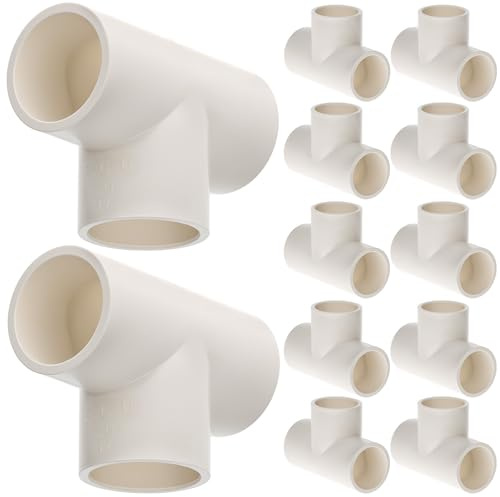 QWORK Set med 12 3-vägs T-rörkoppling, 20 mm (vit) 3-vägs PVC-rörkopplingskoppling, perfekt för växthus, vattenledningar, trädgårdsrör