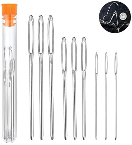 9 Pieces Tapestry Needle, Cross Stitch Needles, Large Eye Blunt Needles, Darning Needles for Wool, for Cross Stitch Crocheting, Lace, Doilies Flower Projects(5.3cm, 6cm, 7cm)