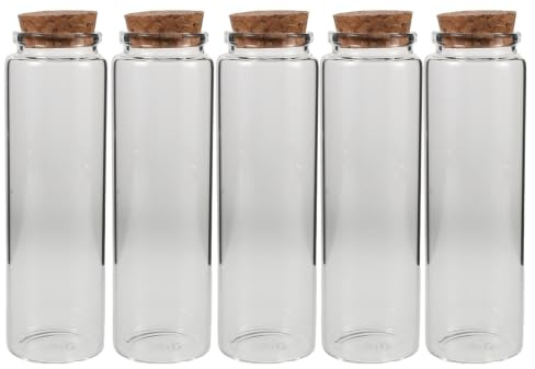 Operitacx 5 frascos de vidrio para cerillas con tapa hermética, recipientes decorativos de 6.8 oz para cerillas, ideales para encender velas, botellas de almacenamiento para aromaterapia con varilla
