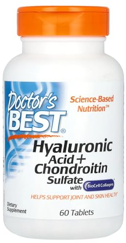 Doctor's Best, Hyaluronic Acid + kondroitinsulfater med BioCell collagen, 60 surfplattor