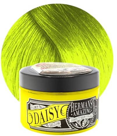 Herman's Amazing Direct Hair Color - Neon-Haarfarbe Gelb - Semi Permanent Hair Color - Conditioner Basis Gelbe Haarfarbe - UV-reaktive Haarfarben - UV Lemon Daisy Yellow 115 ml