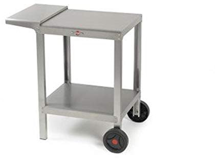 KRAMPOUZ - Carro Exterior Plein Air Compact para Plancha o Barbacoa - Carro de Acero Inoxidable - 2 bandejas - 2 Ruedas Grandes - 1 Bandeja abatible Lateral - Ref. KHEC01