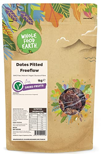 Wholefood Earth Dates Pitted Freeflow 1 kg | GMO Free | Natural | Source of Fibre