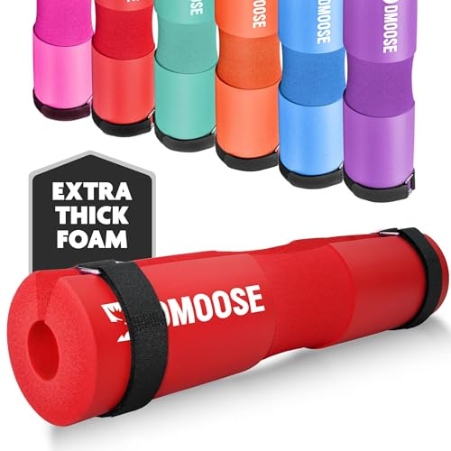 DMoose Fitness-Hantelpolster für Hüftstöße und Kniebeugen – Rutschfestes, dickes Schaumstoffpolster für den Nacken mit zwei Riemen – Passend für alle olympischen Hantelstangen und Smith-Maschinen