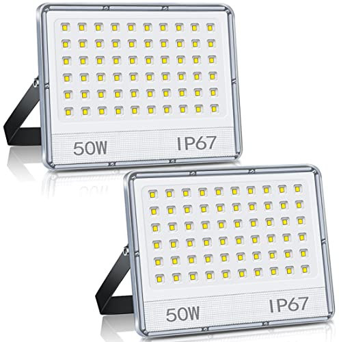 ANNIFUNLY Projecteur LED Extérieur 50W 5000LM 6500K, IP67 Etanche Phare Exterieur Blanc Froid, pour Cour, Jardin, Garage, 2PCS