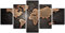 Poster,5 Teilig Leinwanddrucke Leinwand Stück Kunstdruck Modern Wand Aufhängen Home Dekoration Moderne Gemälde Hd Panel Weltkarte Vintage Braun L/150 X 80 Cm Schlafzimmerbürohotelwandkunstfoto