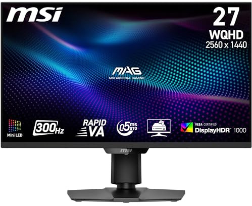 MSI MAG 274QPF X30MV Gaming Monitor 27 Zoll WQHD – Rapid VA Mini-LED 2560 x 1440, 300 Hz/0,5 ms, DisplayHDR 1000, HDMI 2.1, DP 1.4a, Neigung/Höhe verstellbar, Schwarz