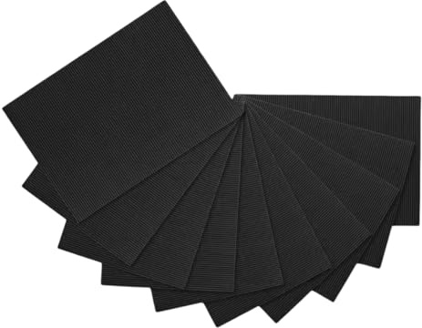 ODETOJOY | 10 unidades de cartón ondulado negro, 21 x 30 cm (A4), 3 capas, para manualidades, construcción de maquetas, cursos escolares, reciclables ecológicos