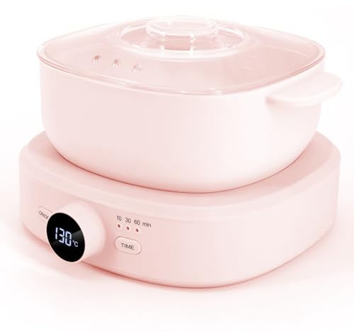 Chauffe Cire Epilation Professionnelle, Température Réglable Machine a Cire Epilation Appareil a Cire Chaude épilation Avec Temporisateur, Pour Toutes Les Perles De Cire Chaude (Rose)
