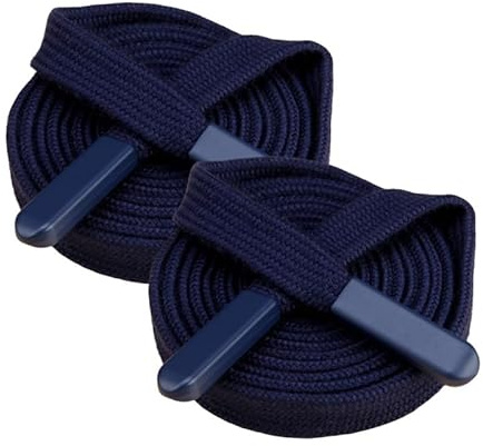 2 Pieces 140CM Dark Blue Drawstring Universal Cord for Replacement 1CM Flat Drawstring Cord with Metal Closure Ends for Sweatshirts,Pants