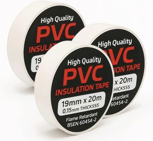 White Insulation Tape 19 mm x 20 m – 3 Rolls