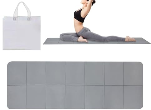 Alfombra de Yoga Plegable para Viaje | Alfombra de Ejercicio 0.6 cm de Espesor para Exterior - Yoga Portátil Plegable con Bolsa de Almacenamiento para Estudio de Gimnasio Viaje Picnic