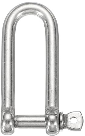 QUARKZMAN Manille en D en Acier Inoxydable, 4/5(20mm) Longue Manille À Vis Grande pour Bateau Voilier Chaîne Gréement Fermoir Paracorde Bijoux Accastillage Marine, Ton Argenté