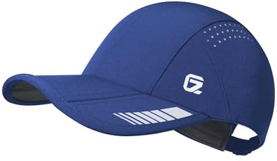 GADIEMKENSD Gorro Deportivo Plegable UPF 50+ con Acento Reflectante, Gorra de Running de Alto Rendimiento de Malla Transpirable Dri Fit para Golf, Tenis, Entrenamiento, Azul Real M
