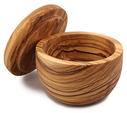 Swissmar Napoli Salt Keeper with Removable Lid, Olive Wood