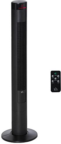 HOMCOM 46 Oscillating Tower Fan with Remote Control, 12H Timer, 3 Speed, 4 Modes, Quiet Cooling Fans, Electric Floor Standing Fan for Home Bedroom Office, Black
